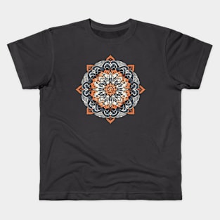 Mandala Orange Gray 1 Kids T-Shirt